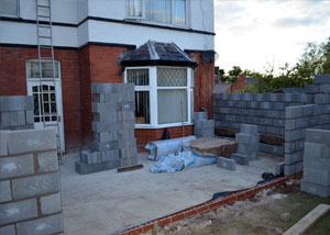 Rear house extension being built